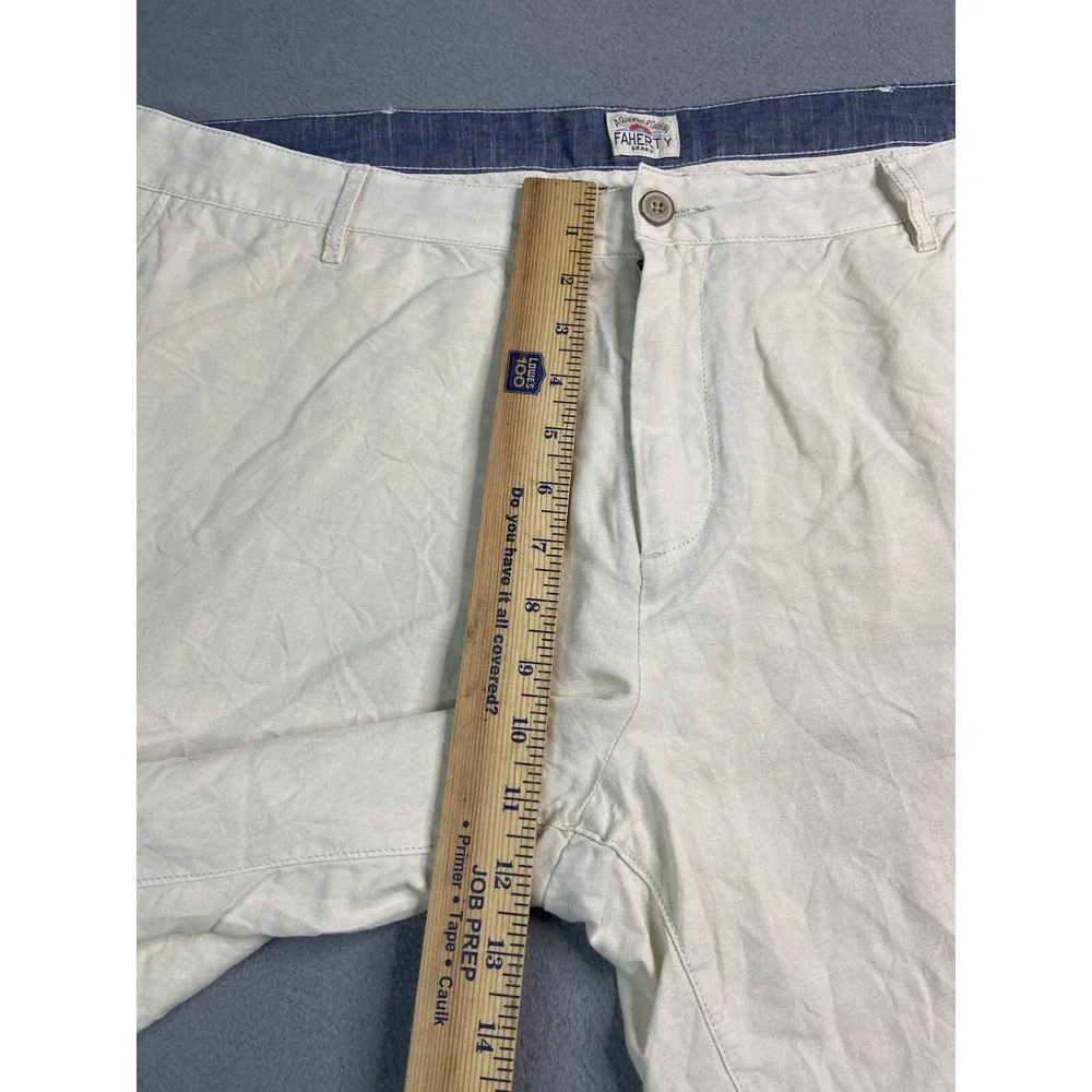 Faherty Shorts Mens 38 Beige‎ Malibu Chino Linen Cotton Casual 9.5